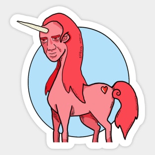 Nic Cage unicorn in red Sticker